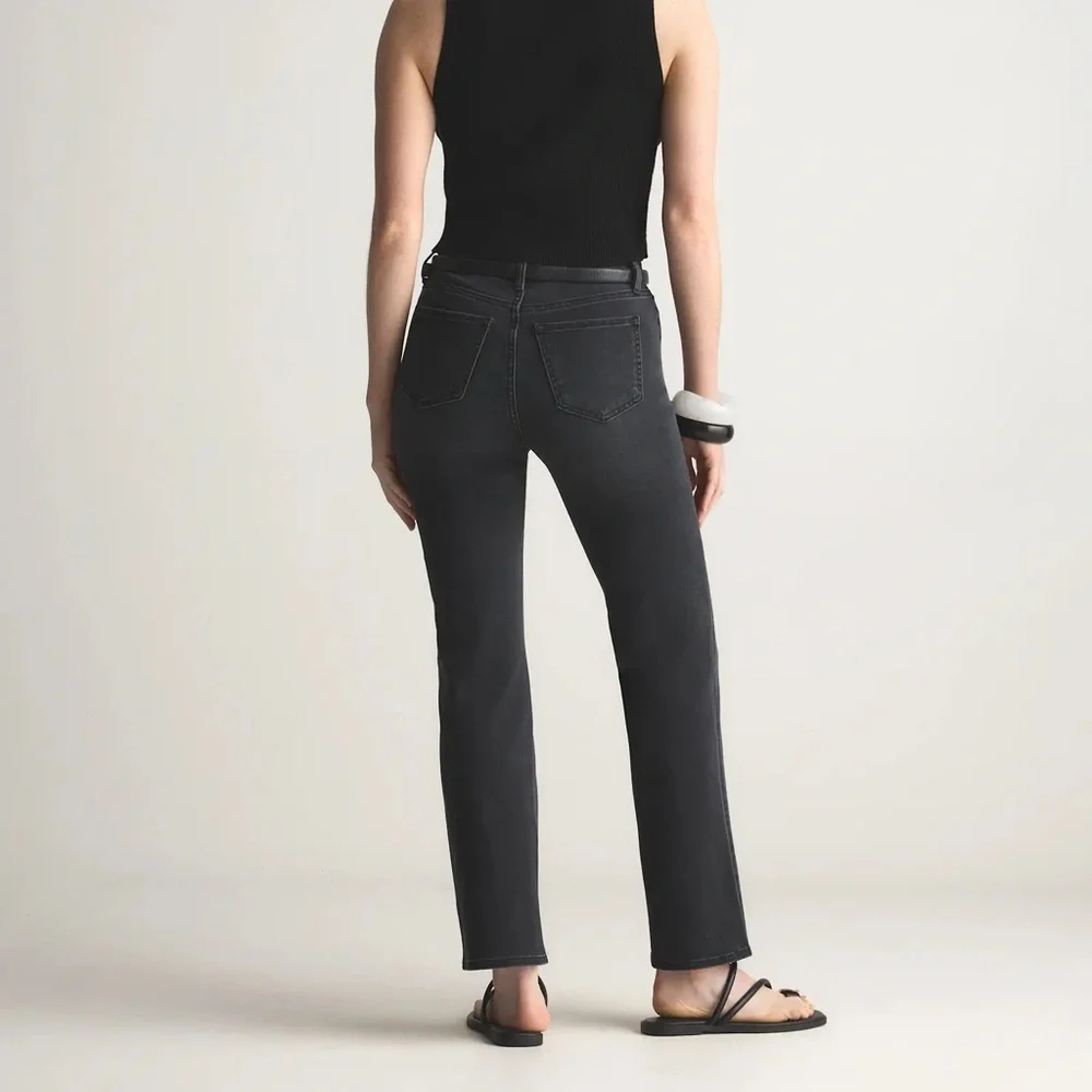 NWT Quince Bella Stretch Straight Jeans Faded Black